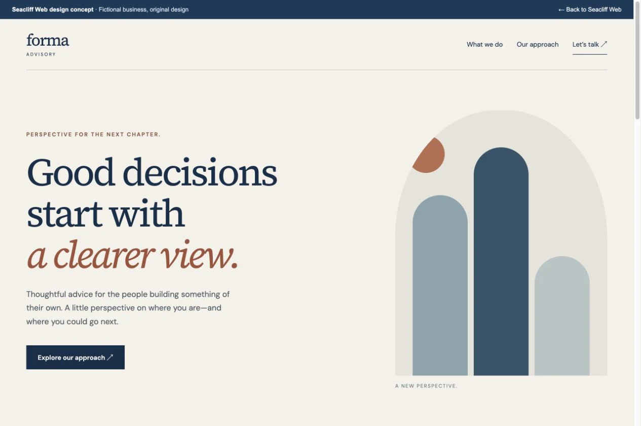 Desktop view of the Forma Advisory concept website